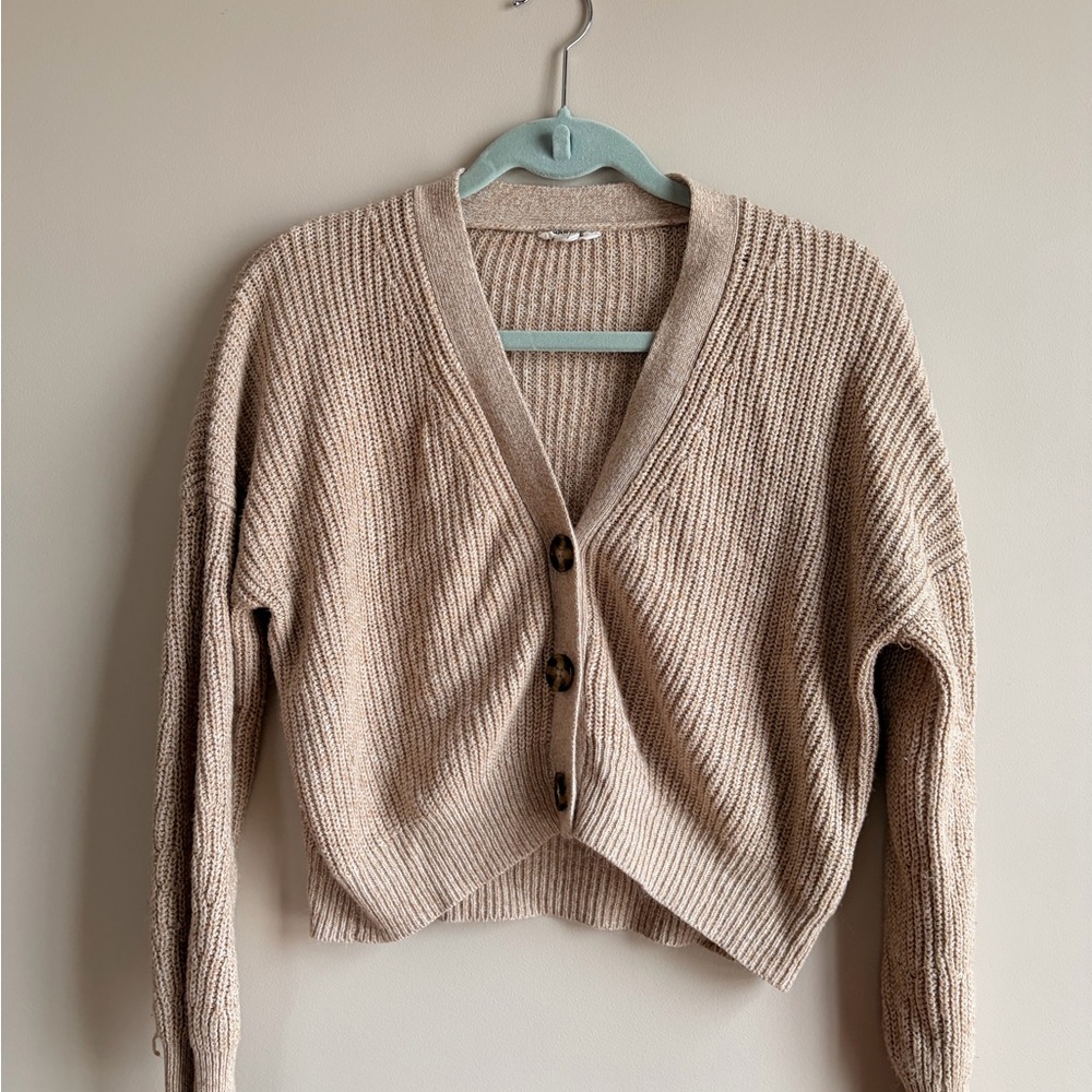Garage Beige Button-Up Cardigan